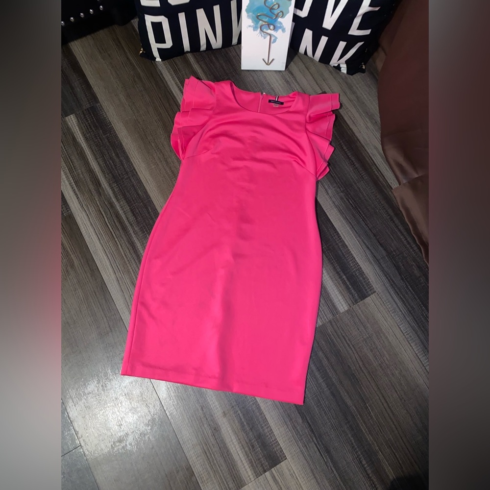 Tommy Hilfiger Hot Pink Ruffle Sleeve Mini Dress